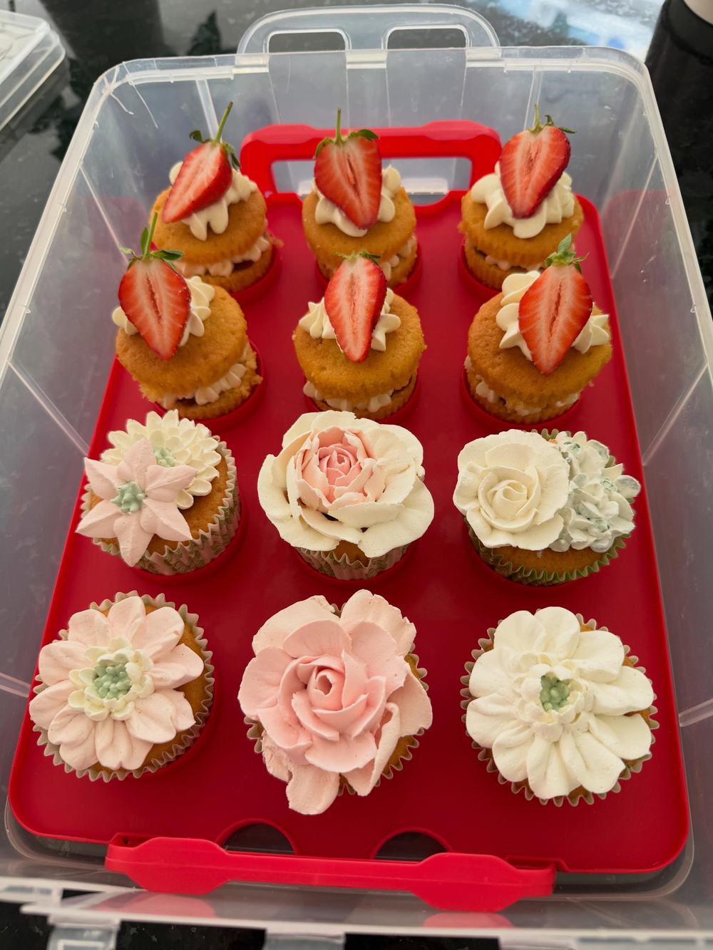 Strawberry and Buttercream Cupcakes