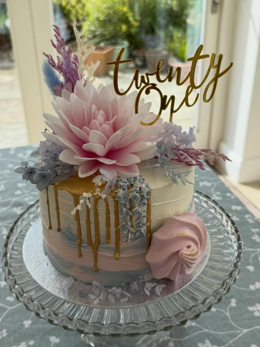 Twenty First Dahlia Drip Cake