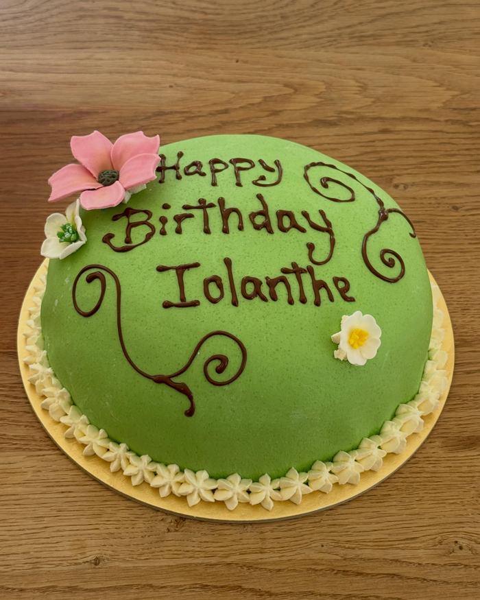 Green and Pink Birthday Cake