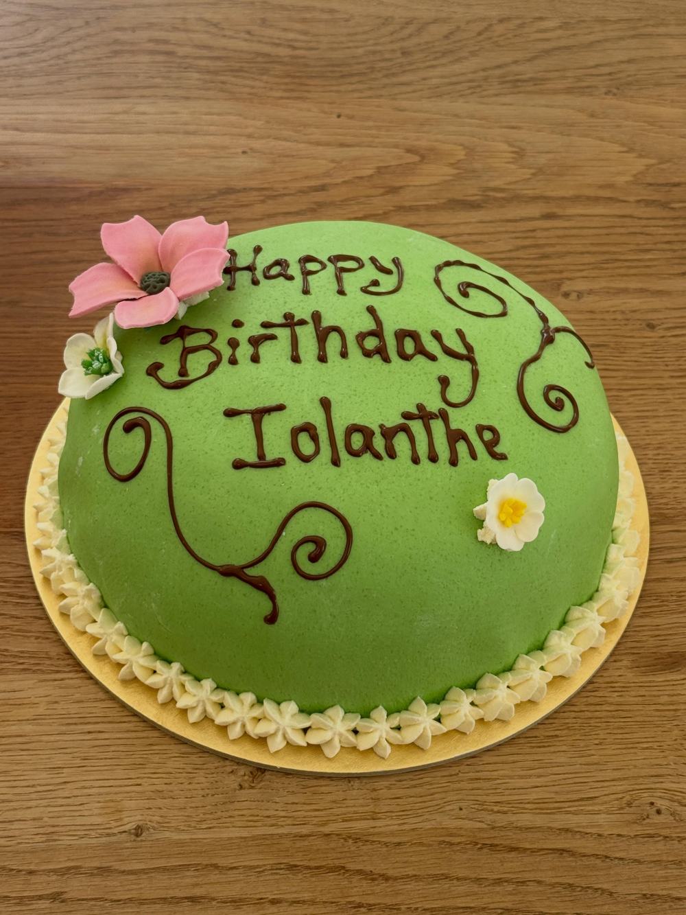 Green and Pink Birthday Cake