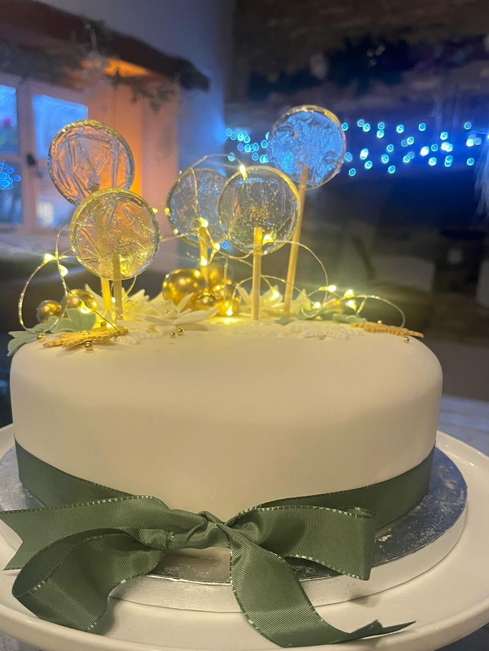 Gold Lights Celebration Cake