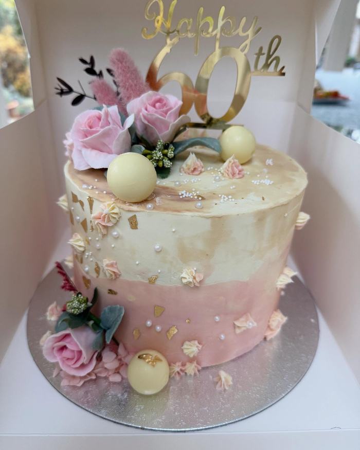 Sixtieth Rose and Sphere Cake