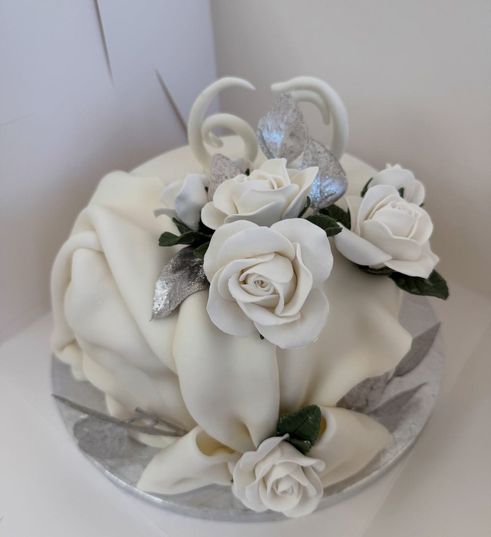 Ivory Rose and Silver Cake