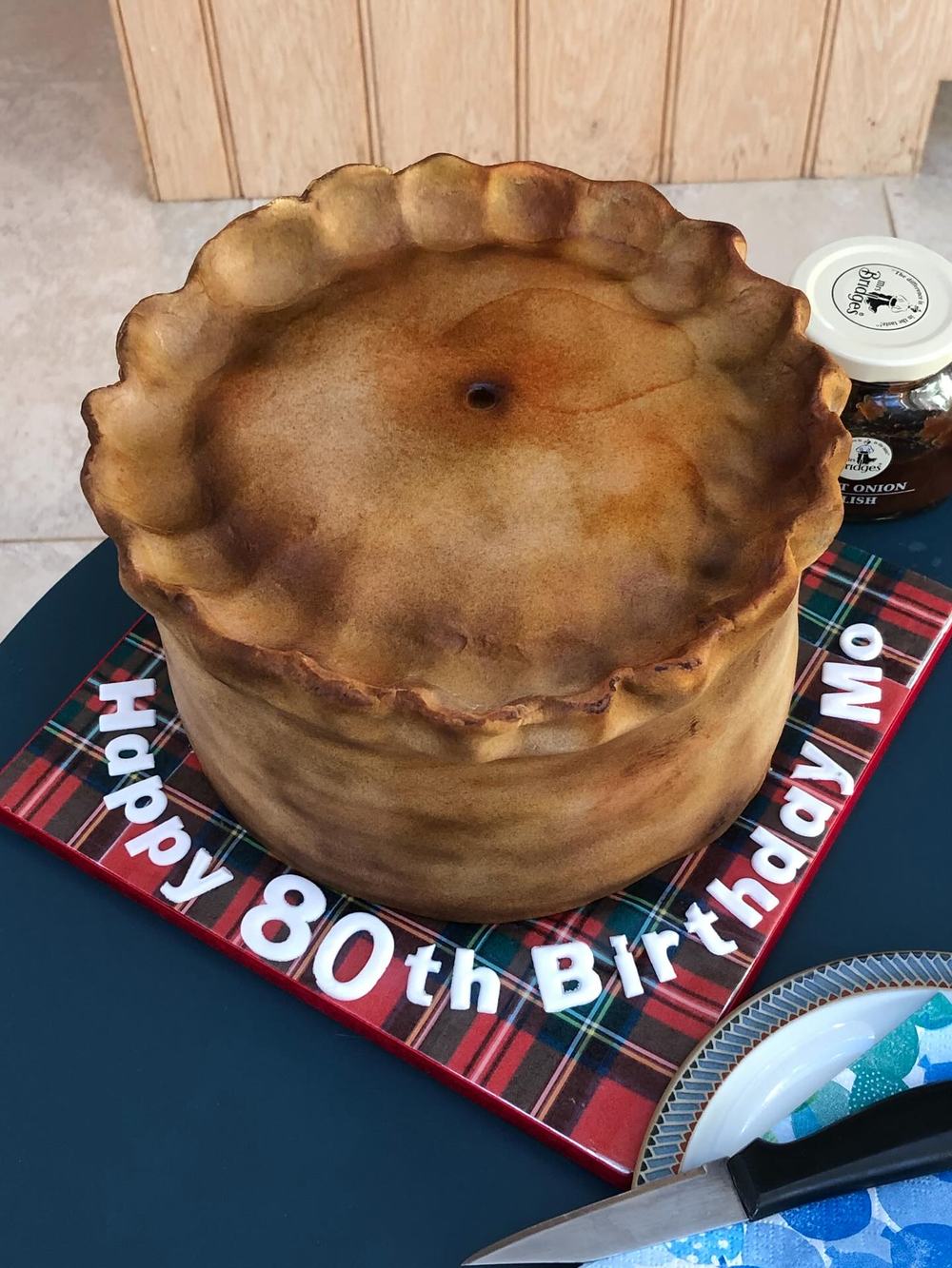 Pork Pie Eightieth Birthday Cake